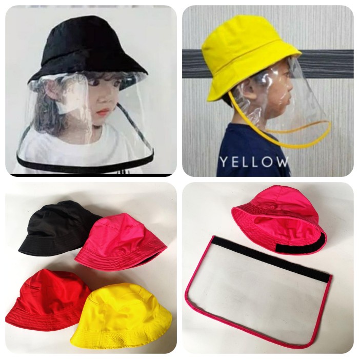 ahza terlaris Topi Face shield Anak / Topi Corona Korona Anak/ Topi Anak - Kuning