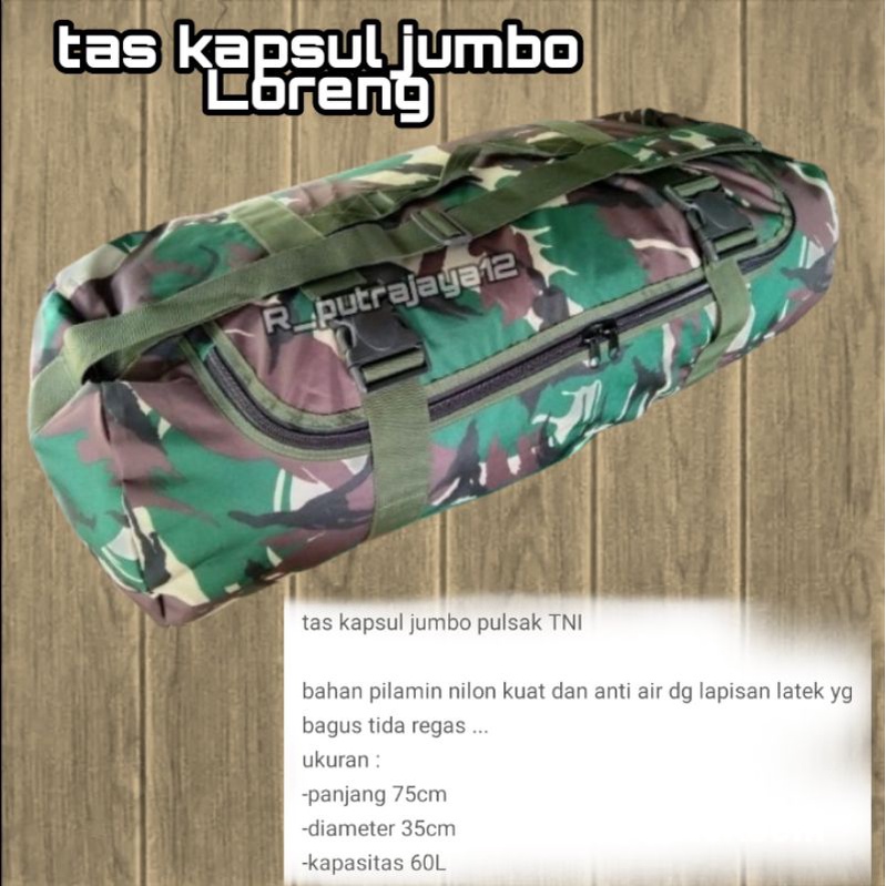 tas kapsul jumbo pulsak TNI /tas pulsak loreng TNI/tas kapsul jumbo Loreng Malpinas army