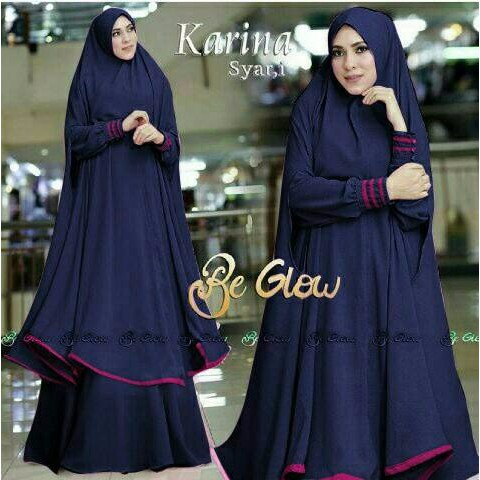 DeltaRA Karina New Syari Navy Busana Muslim Wanita Terbaru Gamis Syari terbaru