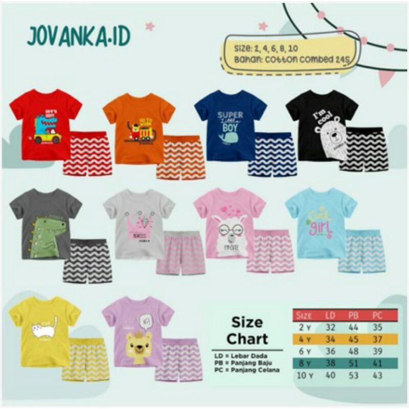 Setelan Jovanka Id/Setelan baju anak unisex