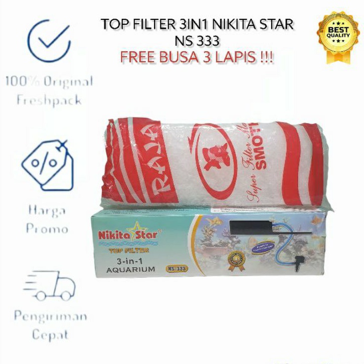 NIKA STAR NS 333 TOP FILTER AQUARIUM 3 IN 1 NS 333 FILTER ATAS FREE BUSA !!!