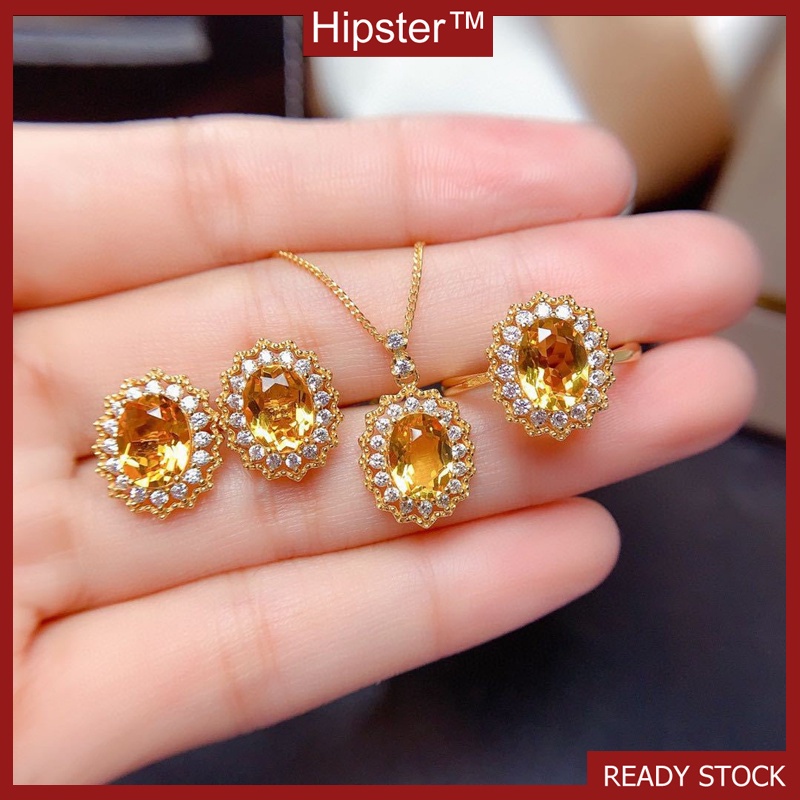 Luxury Fashion Yellow Moissanite Jewelry Set