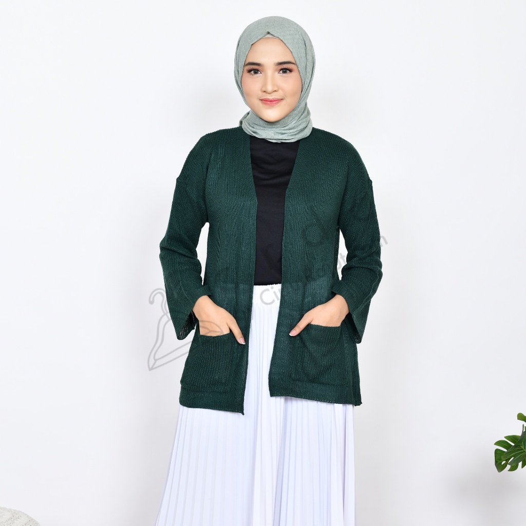 Simple Cardigan Ufa / Loccy / Loocy - CRDC by CiputRajut.com-Forest Green