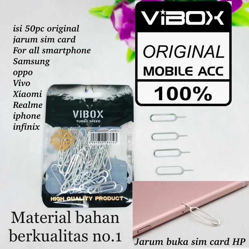 Jarum SimCard Isi 50Pcs Tray Ejector Sim Card Pembuka Jarum Sim Card/ Tusuk Hp/Colokan Sim card Hp