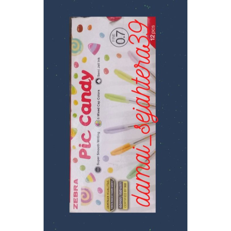 

Pen Hitam Zebra Pic Candy 0.7 (1 dus isi 12 pcs)