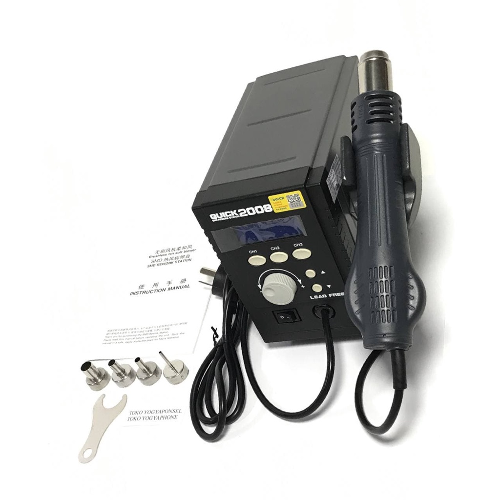 Blower Quick 2008 original terbaru Heat Gun Solder Uap digital