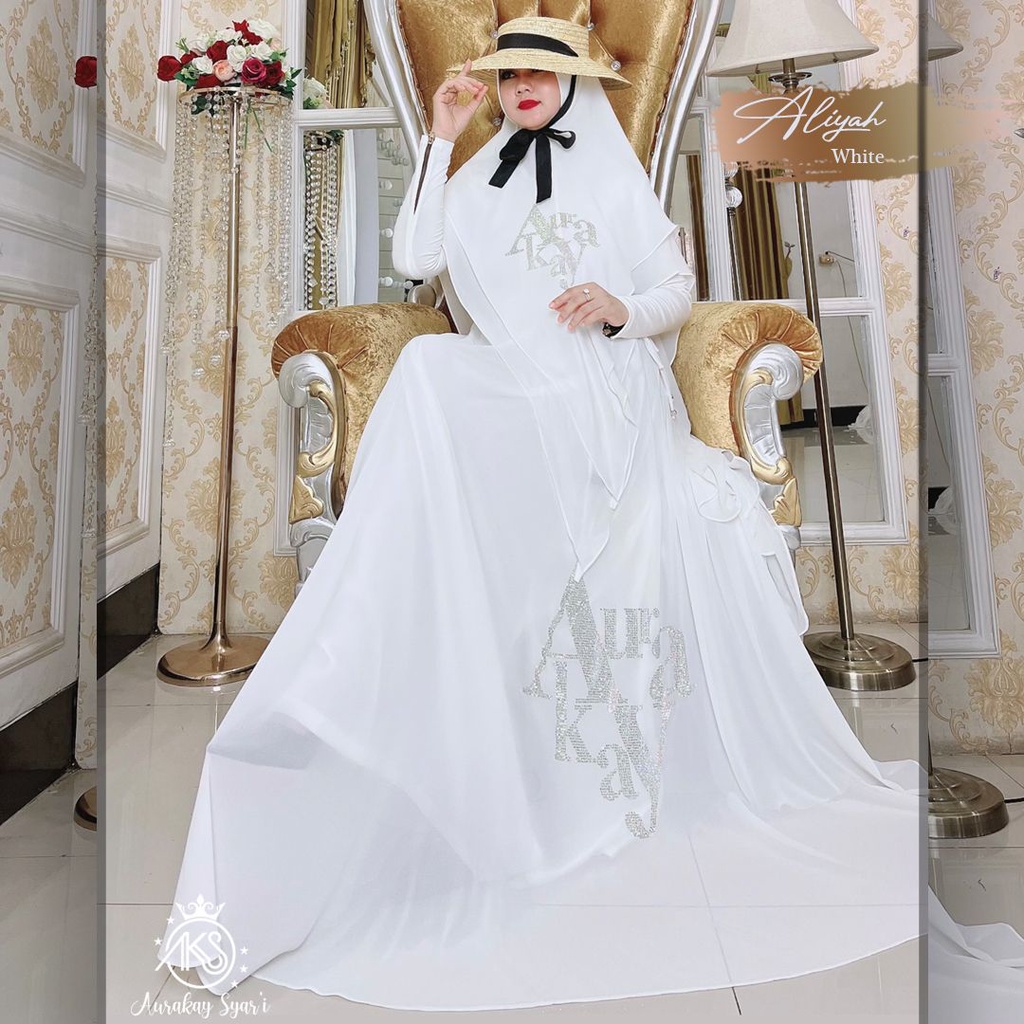 Gamis Syari Premium Set Aliyah Putih By Aurakay