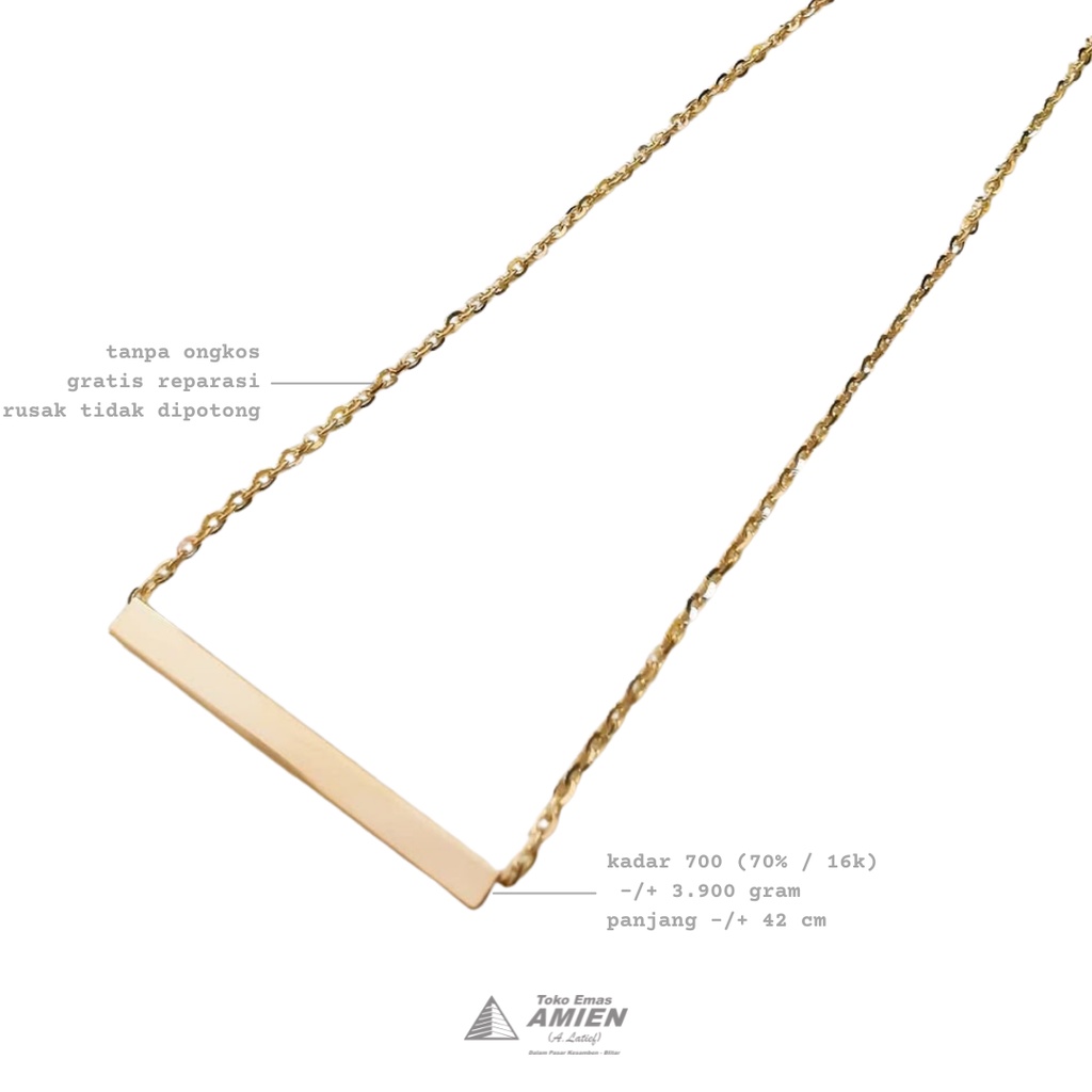 Toko Emas Amien Kalung Emas Asli UBS Kadar 700 (70% / 16K) 3.900 Gram - Kalung Lettera Grafir Nama