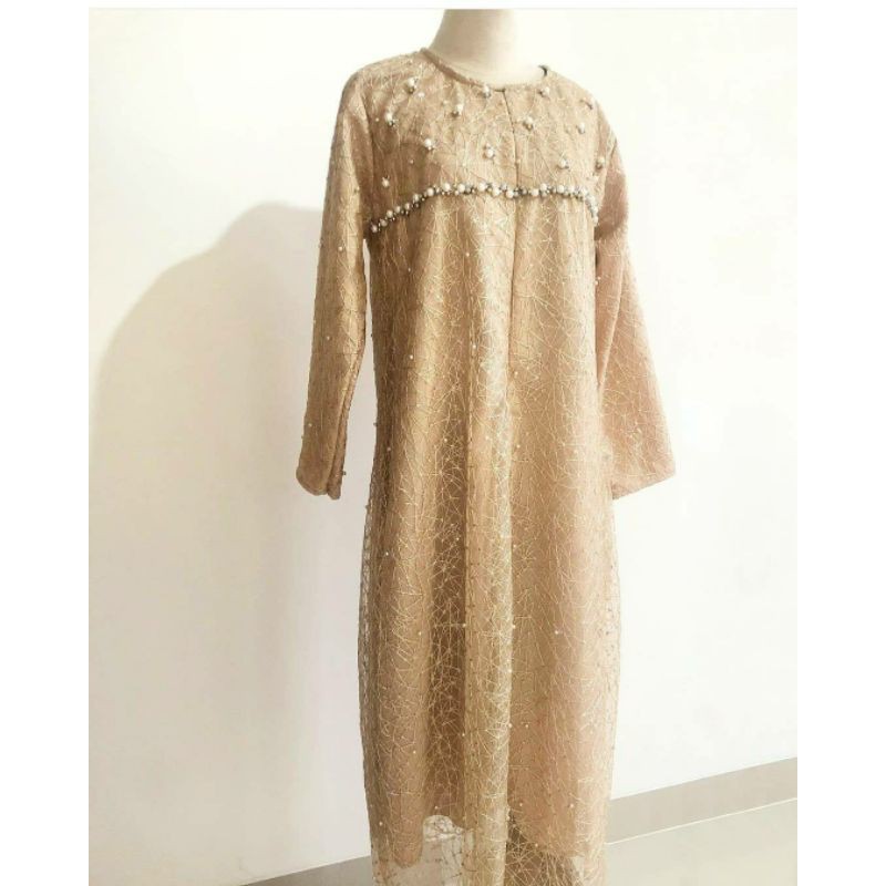 Dress Pesta Brukat Tulle Premium Busui Friendly