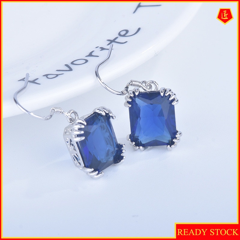 [Ready Stock]Simple Elegant Vintage Inlaid Gemstone Earrings