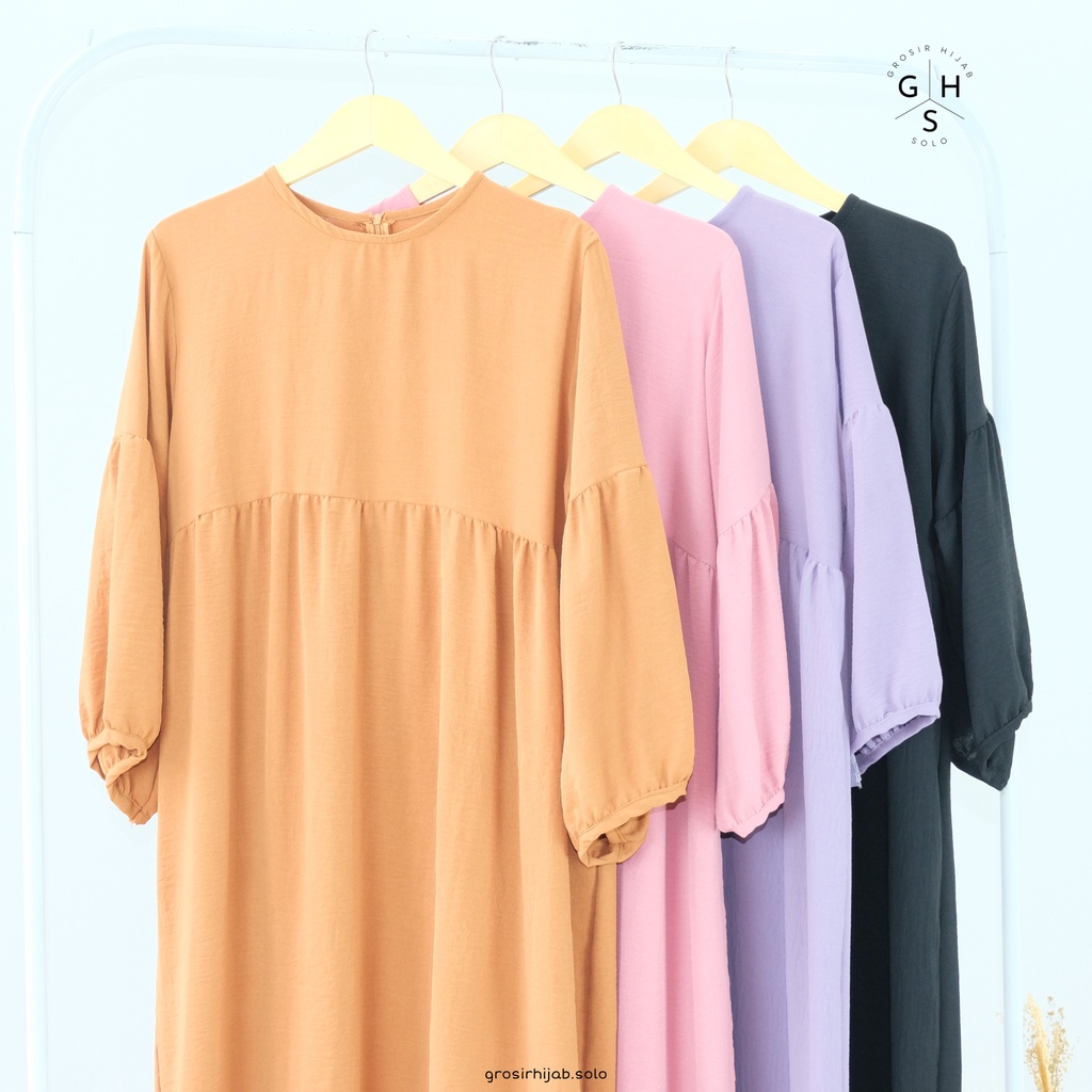 (MGA) COA GAMIS OVERSIZE MIDI DRESS REMAJA WANITA CRINCLE AIRFLOW