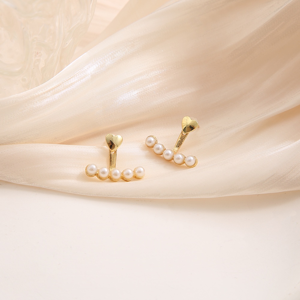 Anting Stud Mutiara Bentuk Hati Gaya Elegan Untuk Wanita