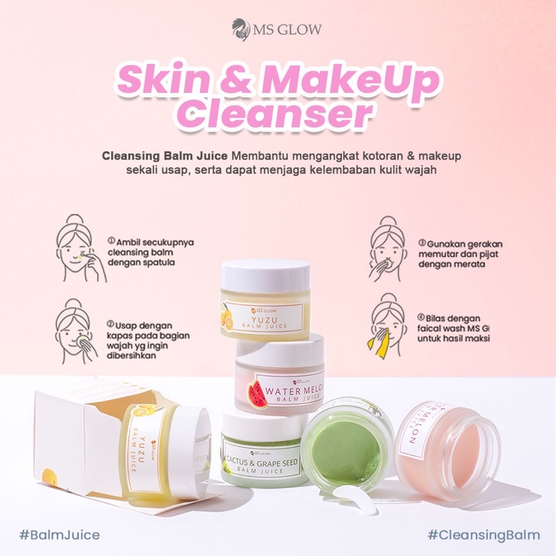 【Official Store】MS GLOW Cleansing Balm Juice Msglow | Pembersih Make up Waterproof Pelunak Komedo Hitam Anti Jerawat