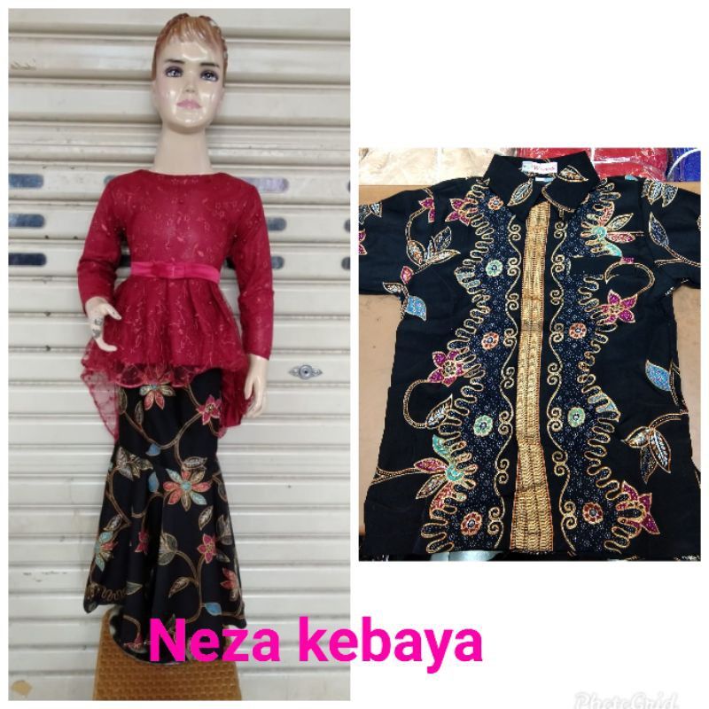 couple kebaya anak/kebaya aurora tulle/keemeja batik anak