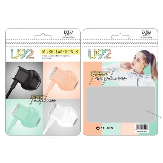 Handsfree Earphone Hf Headset  Macaron+Mic U92 U-92