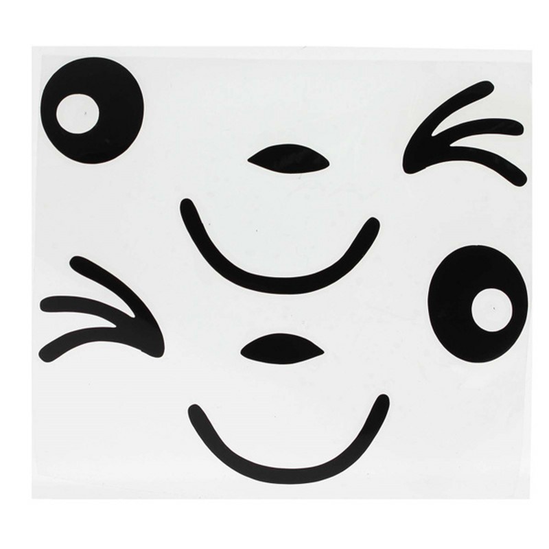 One Pair Cute Cartoon Smiley Face Car PET Sticker Rear View Mirror Stickers Styling For All Cars Automotive Related Products