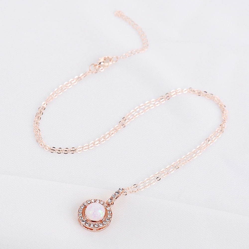 Hu Hu Hu Hu Hu Alat Bantu Pasang Kacamata♡ Kalung Rantai Wanita Liontin Batu Opal Bulat Hias Berlian Imitasi Untuk Hadiah