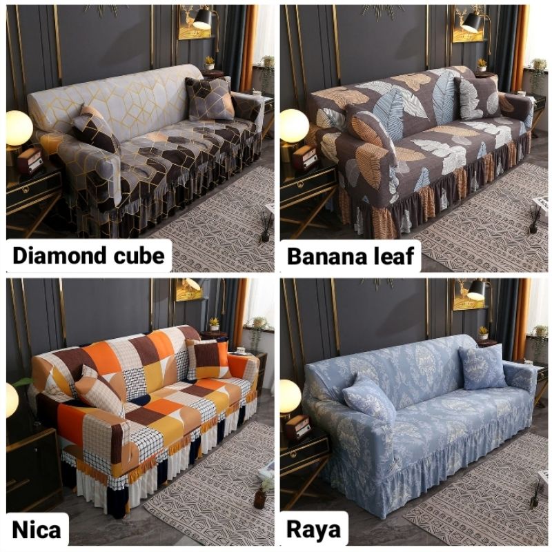 sarung sofa cover sofa 1 2 3 seater sofa cover  penutup sofa RUMBAI