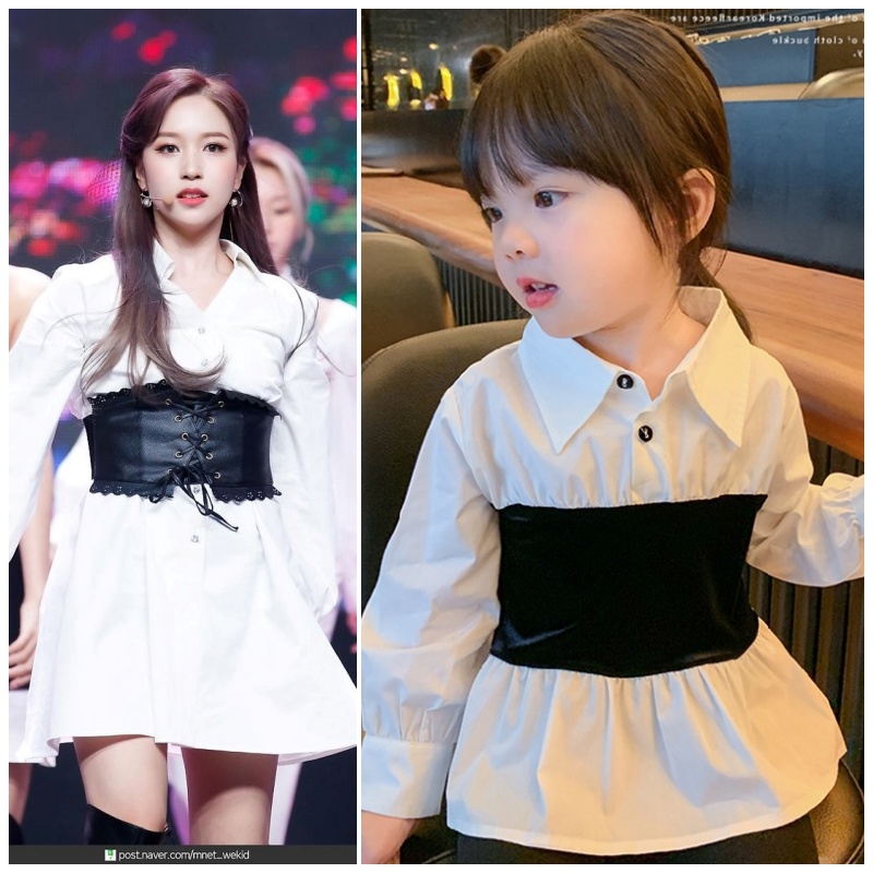 Bayi - 4 Tahun | Tzuyu - Kemeja Anak Perempuan Korean Style - Atasan Anak Perempuan - Blouse Anak Perempuan Kualitas Import ZR Vedia Putih Hitam Slim fit