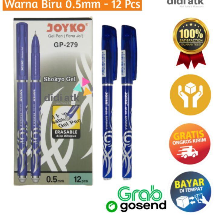 

Pulpen Hapus Joyko GP-279 0.5mm 12 Pcs Erasable Gel Pen Warna Biru