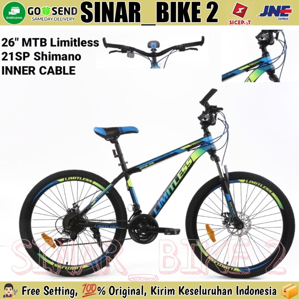 Sepeda Gunung 26 Inch MTB LIMITLESS 3x7 Speed Shimano Rem Cakram