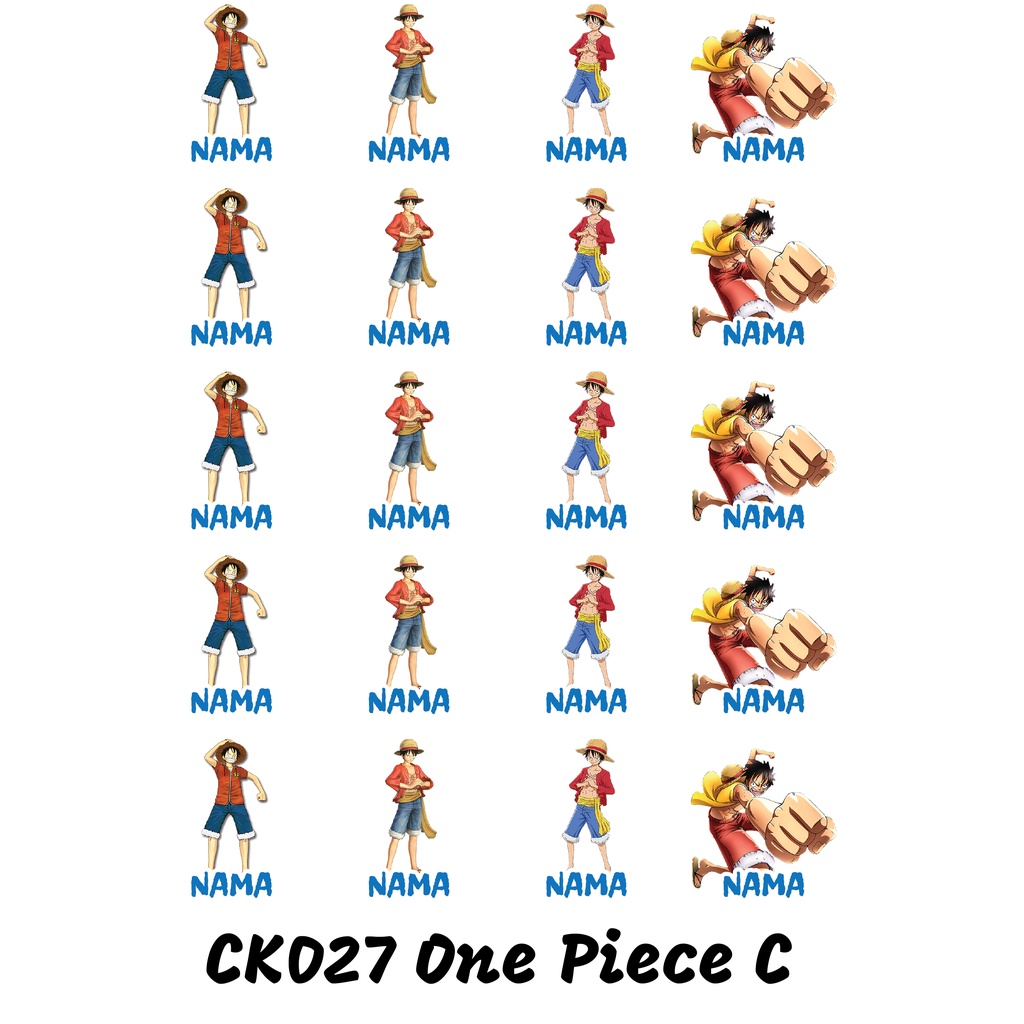 

Sticker Nama Cutting Label Waterproof Tahan Air One Piece C (CK027)