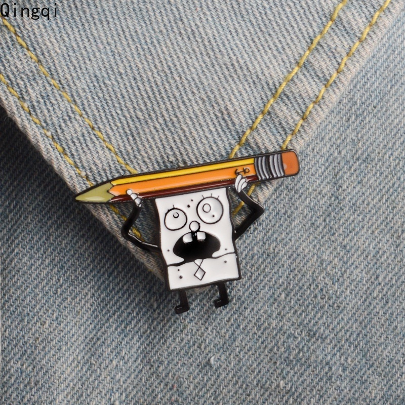 Bros Pin Enamel Desain Kartun Spongebob Squarepants Doodlebob Untuk Anak