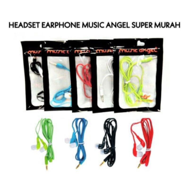 Headset Earphones Music Angel Handsfree Handfree Musik Stereo Super Bass Hands Free Head Set Hand Shet Murah Grosir Hetset Hedset Handphone HP Laptop Tablet Banjarbaru Martapura Banjarmasin HT6