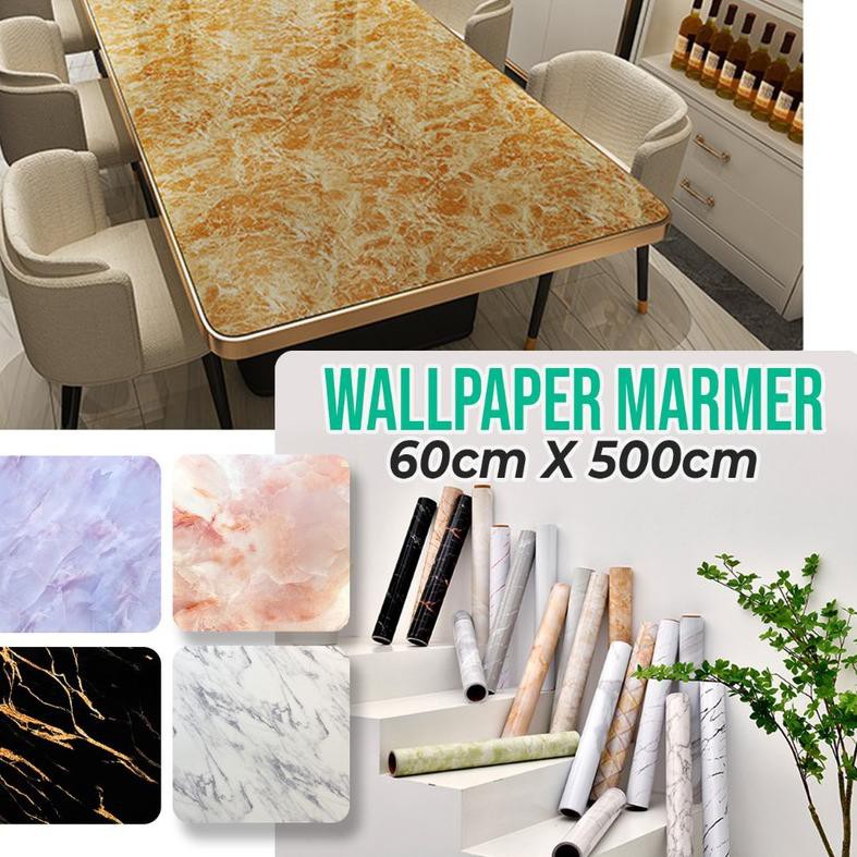 ✵ Hongzhuo 60 x 500CM Stiker Dapur Granit Marble Marmer Premium Lemari Dapur Meja Kitchen Wallpaper