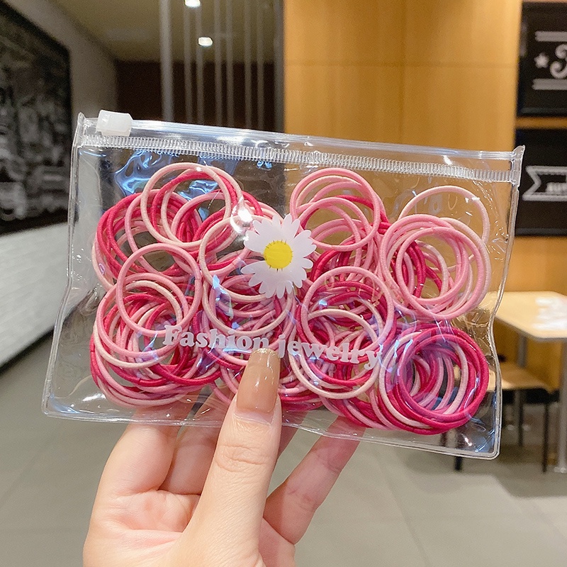 100pcs Ikat Rambut Scrunchies Bahan Karet Tidak Sakit Untuk Aksesoris Anak