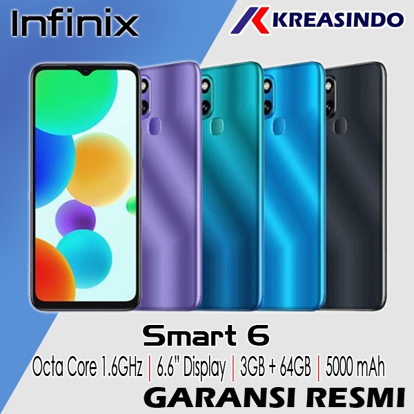 Infinix Smart 6 3/64 Ram 3GB Internal 64GB Garansi Resmi