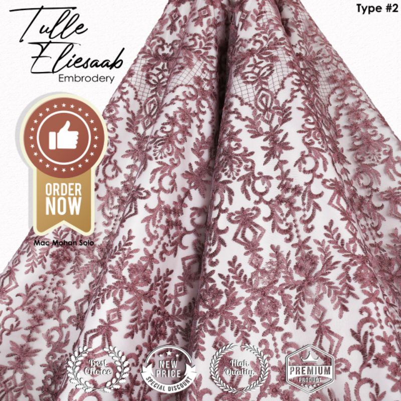 [NEWEST ARRIVAL] ELIESAAB TULLE PREMIUM EMBRODERY TYPE 2 FOR GOWN BRIDESMAID TILE KEBAYA PER 0.5M