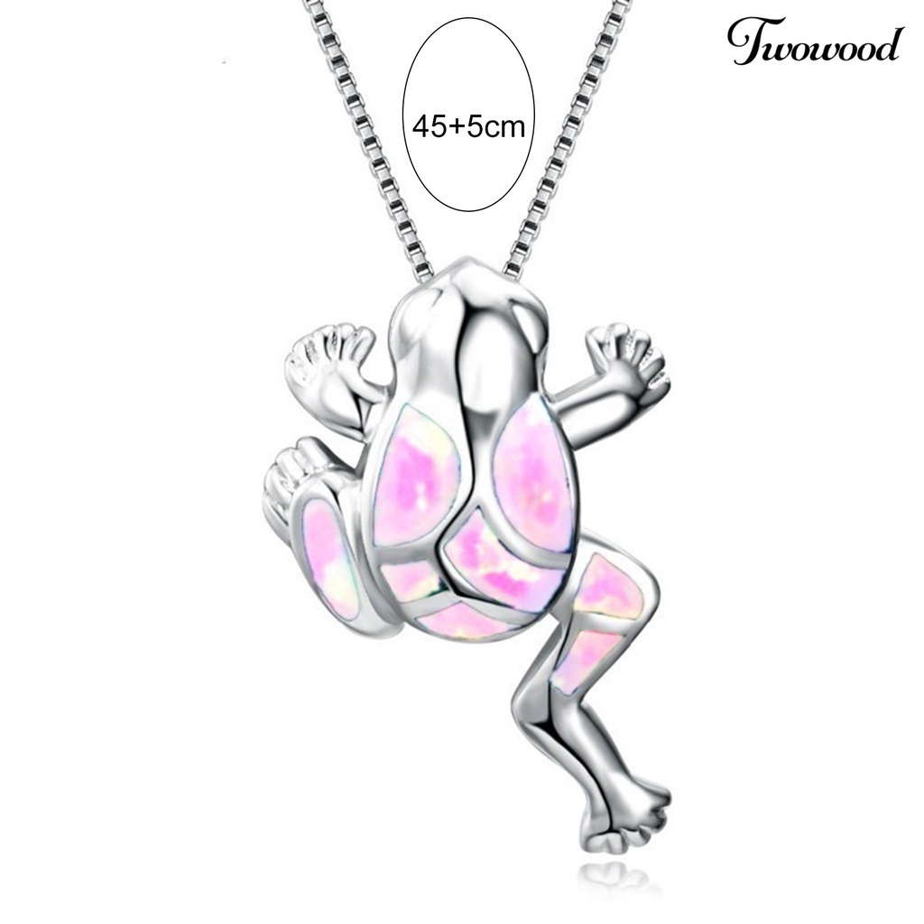 Twowood Women Necklace Frog Faux Gem Jewelry Lightweight All Match Long Lasting Pendant Necklace for Party