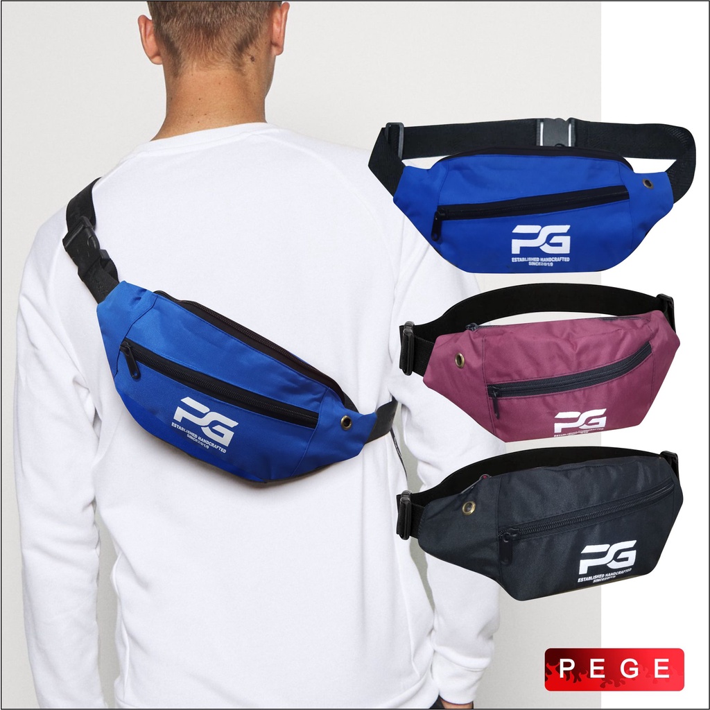 Tas Selempang Waistbag Pria Model Polos Keren Slingbag Selempang  Bahu Untuk Sehari Hari - PG 8853