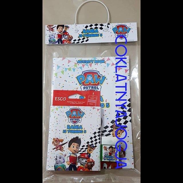 

(PO 13hr kerja, MIN 12) Birthday Goodie Bag isi buku, pensil warna box dan rautan tema paw patrol