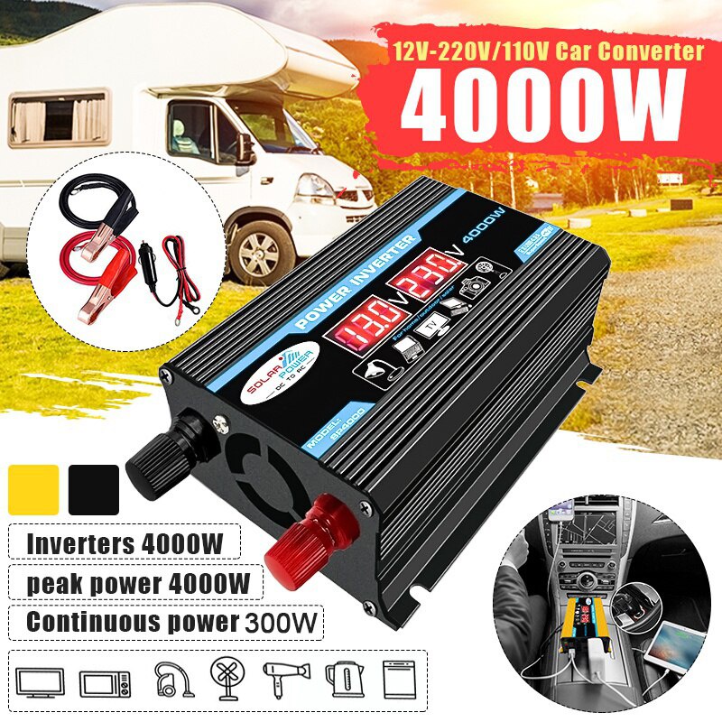 Power Inverter 4000W DC 12V to AC 220V Dual Usb Dengan Display Led Untuk Mobil Inverter