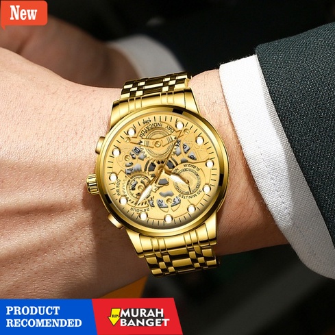 Jam tangan analog pria terbaik- COD Jam Tangan Pria RSNIRW Anti Air Original Melubangi Luxury Metal 