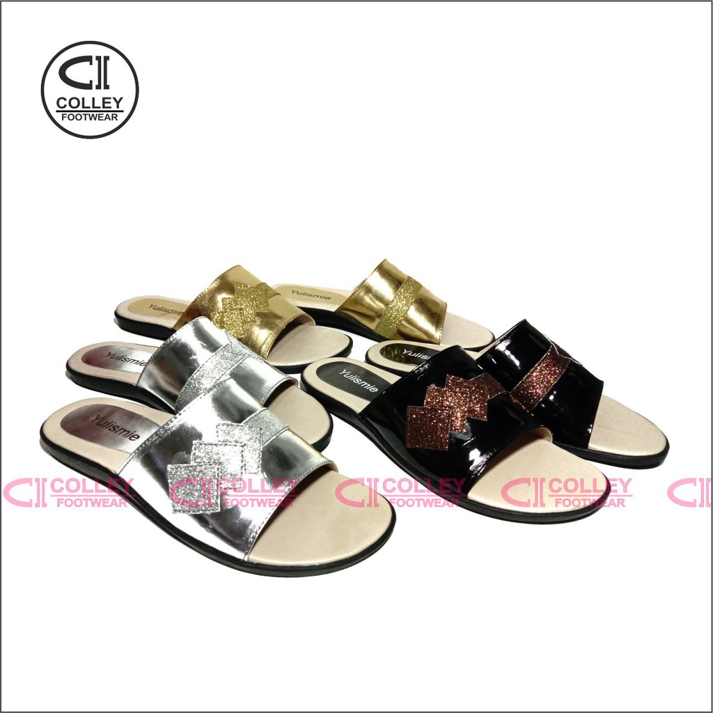 COD - SANDAL FLAT WANITA BAN 1 / GLOSSY / SANTAI / GLOWING / FLT-SBW-033