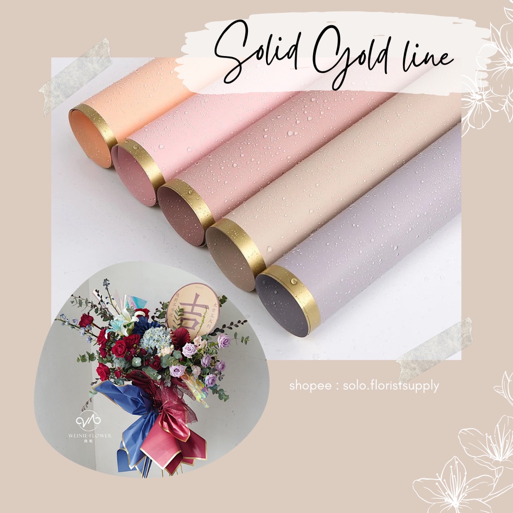 

(ECER) FLOWER WRAPPING SOLID GOLD LINE COLOR CELLOPHANE KERTAS BUKET BUNGA HAND BOUQUET WRAP PAPER