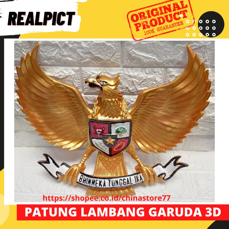 Foto Presiden dan Wakil Lambang Patung Burung Garuda Pancasila Dinding Kantor 3 Dimensi 1 SET GARUDA