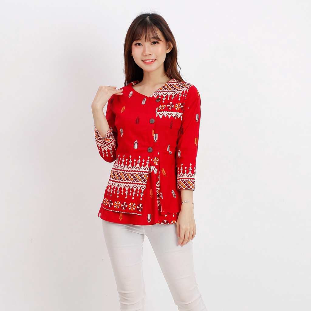 Batik wanita - Atasan blouse batik wanita fashion 184 SG-RED S