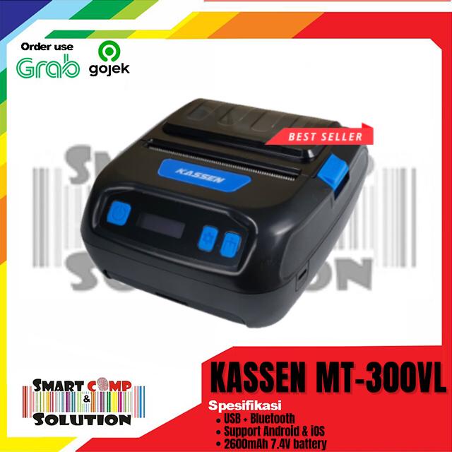 Printer Label Thermal Kassen MT300VL 80mm Moblie Printer Bluetooth