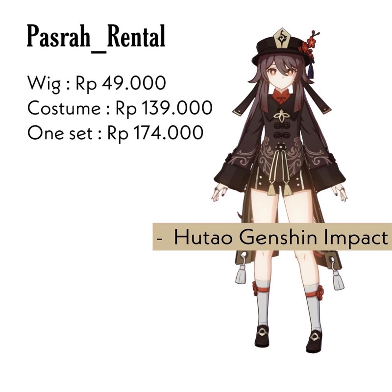 SEWA RENTAL KOSTUM / COSPLAY HUTAO GENSHIN IMPACT