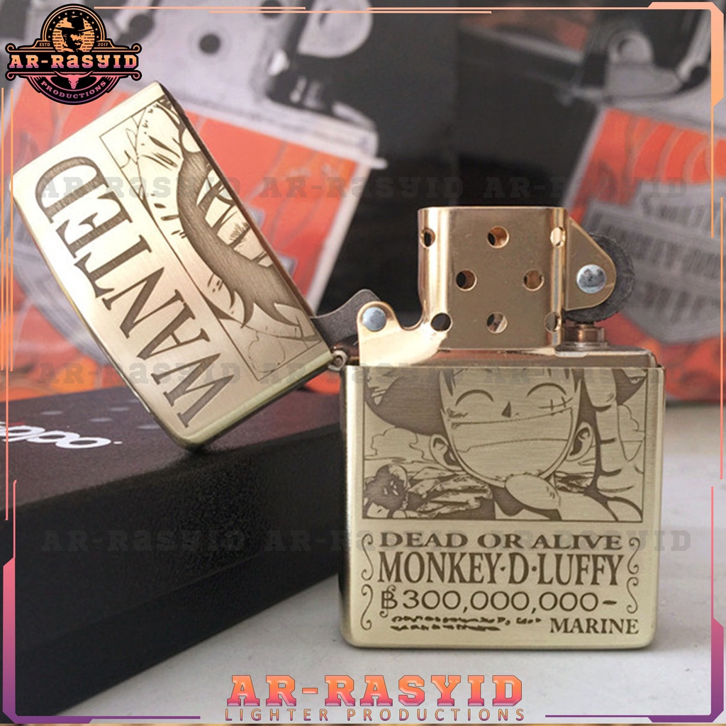 BISA COD! Korek Api Minyak Zippo Gold Ukir Motif One Piece Monkey D. Luffy 168 3962-11