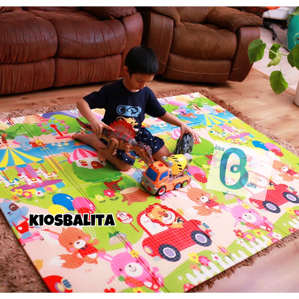 PLAYMAT JUMBO 180X200 FREE TAS PACKING!! Karpet Playmat Premium Anak Bayi Lipat Tebal  / Karpet Anak Motif Bolak Balik