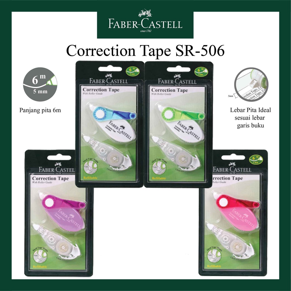 

Correction Tape Faber Castell SR 506 / Bonus Refill 1 Pcs / Bisa di Isi Ulang