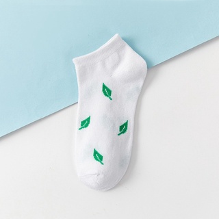 SF - Kaos Kaki Ankle Cute Kaos Kaki Pendek Polos dan Motif Semata Kaki Import Murah Motif Polos-DAUN SALUR