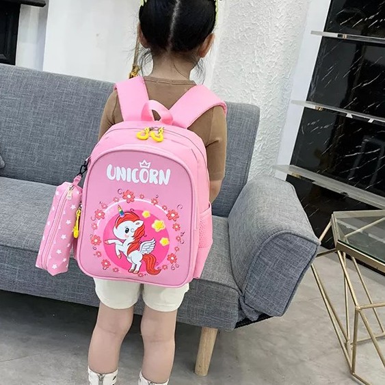 Tas Ransel Anak Perempuan Sekolah TK/SD 2in1 Unicorn Kartun Disney Tas Sekolah Anak Perempuan