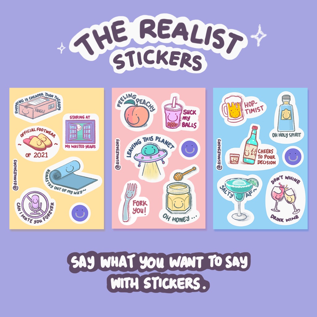 

Sticker Set The Realist A Smiley A Day (3 lembar) - Sticker Vinyl Cute A6 Kiss Cut