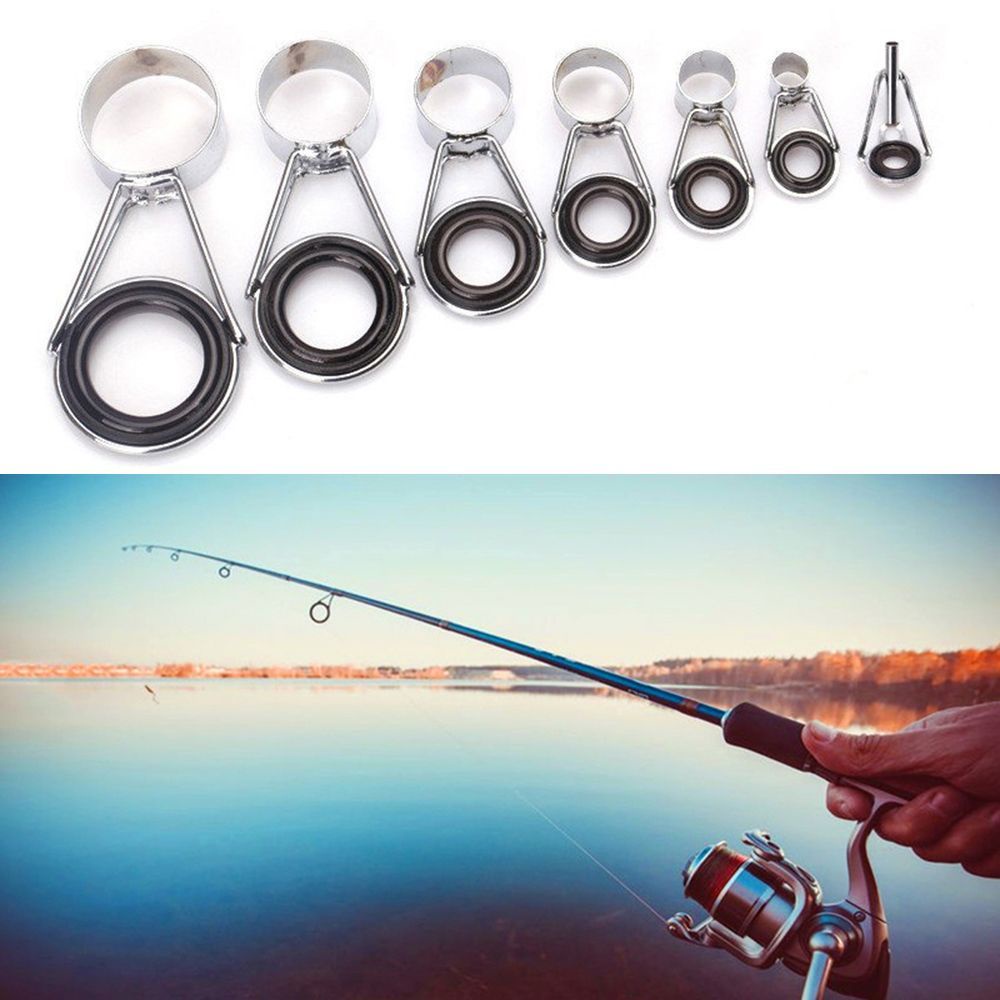 REBUY 7 Sizes Rod Guides Stainless Fishing Line Ring Accessories Tackle Telescopic DIY Tip Repair 7PCS/Multicolor